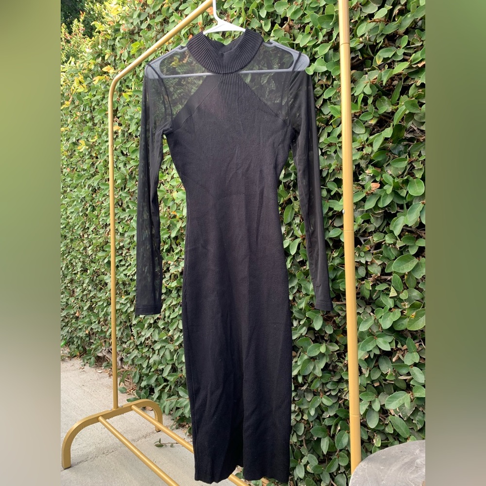 🌟 Almost Famous Long Sleeve Black Mesh Dress 🌟
